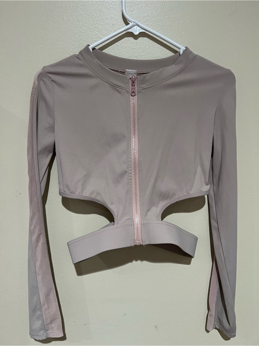 Society Mauve Zip Crop Long Sleeve Top